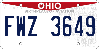 OH license plate FWZ3649