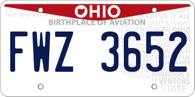 OH license plate FWZ3652