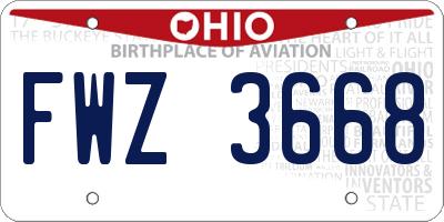 OH license plate FWZ3668