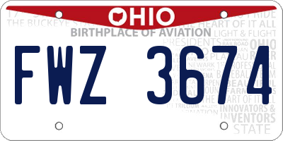 OH license plate FWZ3674