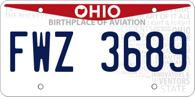 OH license plate FWZ3689