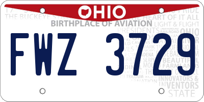 OH license plate FWZ3729