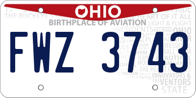 OH license plate FWZ3743