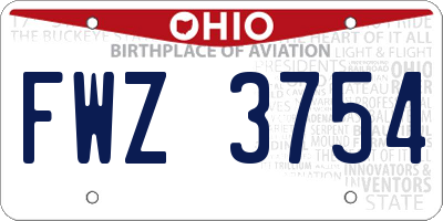 OH license plate FWZ3754