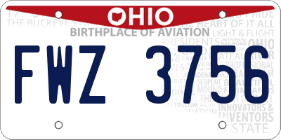 OH license plate FWZ3756