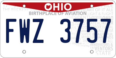 OH license plate FWZ3757