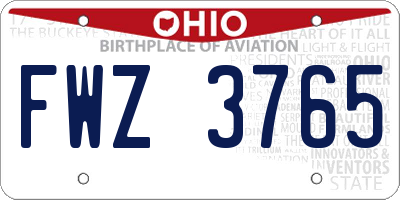 OH license plate FWZ3765