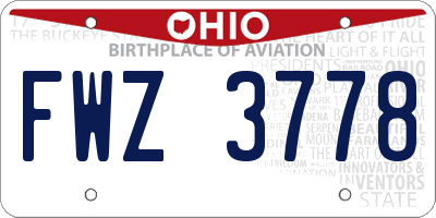 OH license plate FWZ3778