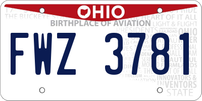 OH license plate FWZ3781