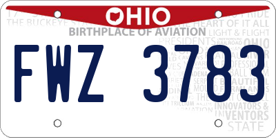 OH license plate FWZ3783