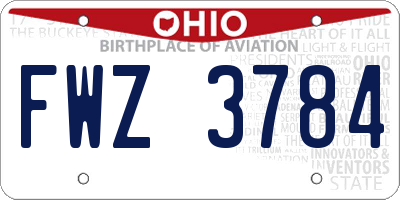 OH license plate FWZ3784