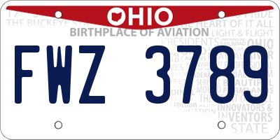 OH license plate FWZ3789