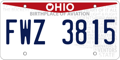 OH license plate FWZ3815