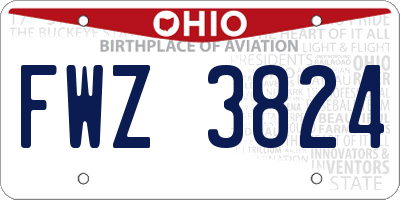 OH license plate FWZ3824