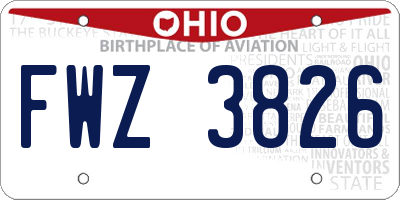 OH license plate FWZ3826