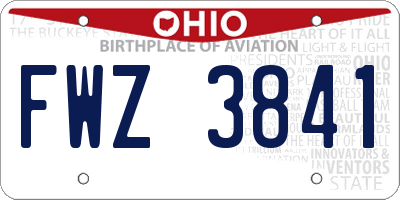 OH license plate FWZ3841