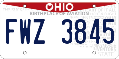 OH license plate FWZ3845