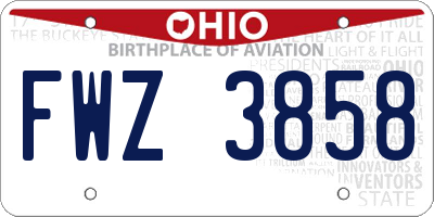 OH license plate FWZ3858