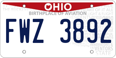 OH license plate FWZ3892