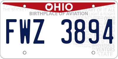 OH license plate FWZ3894