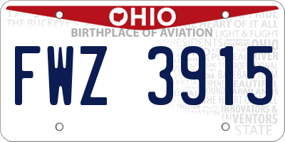 OH license plate FWZ3915