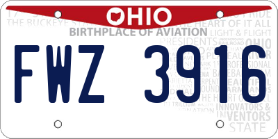 OH license plate FWZ3916