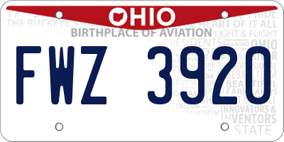 OH license plate FWZ3920