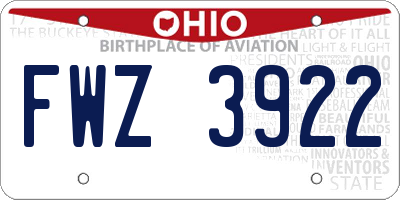 OH license plate FWZ3922