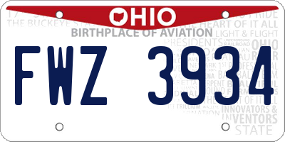 OH license plate FWZ3934