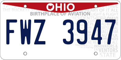 OH license plate FWZ3947