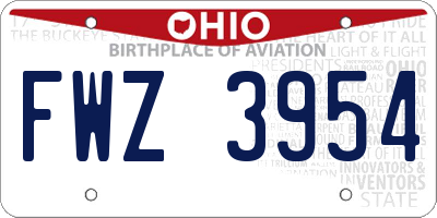OH license plate FWZ3954