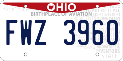 OH license plate FWZ3960