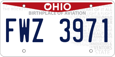 OH license plate FWZ3971