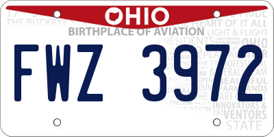 OH license plate FWZ3972