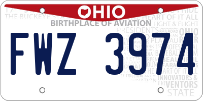 OH license plate FWZ3974