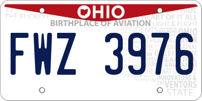 OH license plate FWZ3976