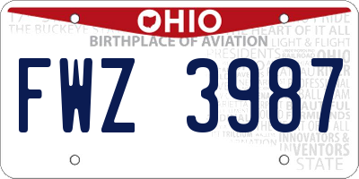 OH license plate FWZ3987
