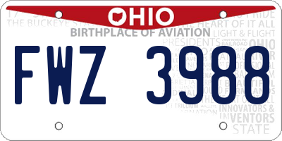 OH license plate FWZ3988