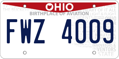 OH license plate FWZ4009