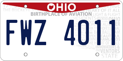 OH license plate FWZ4011