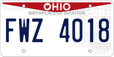 OH license plate FWZ4018