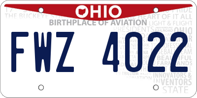 OH license plate FWZ4022