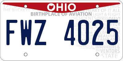 OH license plate FWZ4025