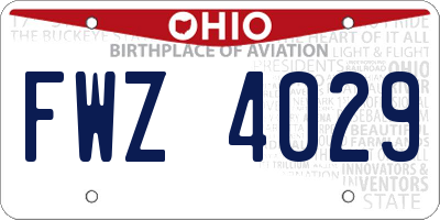 OH license plate FWZ4029