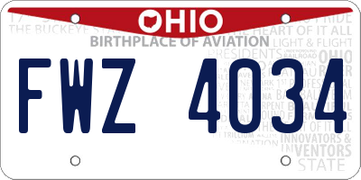 OH license plate FWZ4034