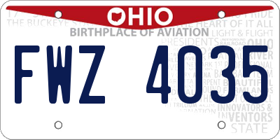 OH license plate FWZ4035