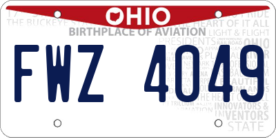 OH license plate FWZ4049