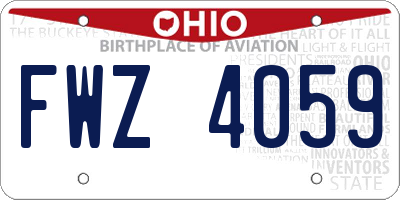 OH license plate FWZ4059