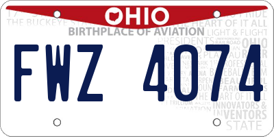 OH license plate FWZ4074