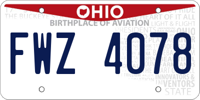 OH license plate FWZ4078